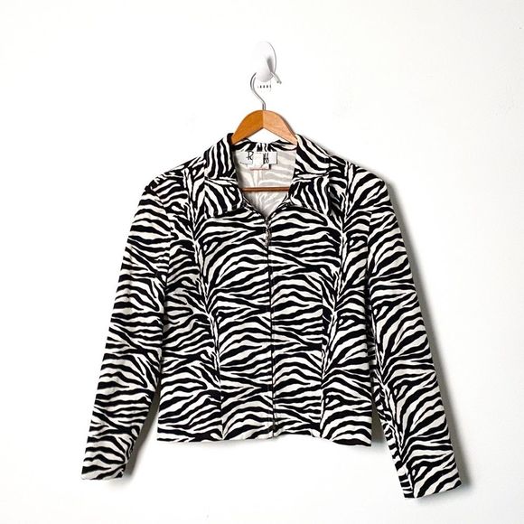Vintage Eighties Ribkoff Zebra Print Cropped Bomber Jacket - Picture 2 of 9